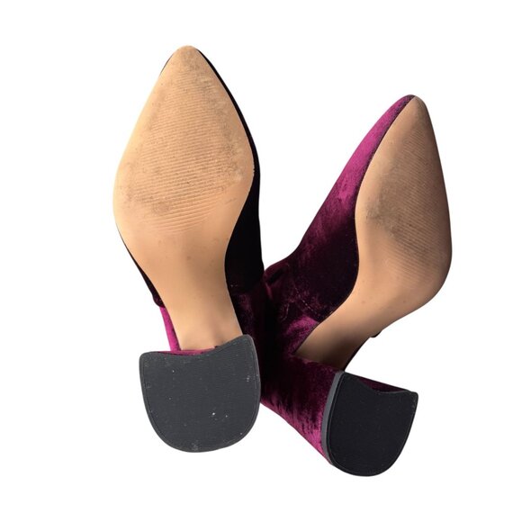 Steve Madden Burgundy Velvet Ankle Boots Womens Size 7M Toe Block Heel Chic - Picture 8 of 10